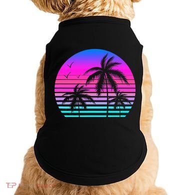 Sunset Palm Tree Cool Summer Vacation Style Vaporwave Doggie Tank