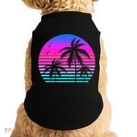 Sunset Palm Tree Cool Summer Vacation Style Vaporwave Doggie Tank thumb 0