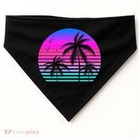 Sunset Palm Tree Cool Summer Vacation Style Vaporwave USA-Made Doggie Bandana thumb 0