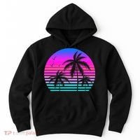 Sunset Palm Tree Cool Summer Vacation Style Vaporwave Hoodie thumb 0