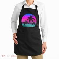 Sunset Palm Tree Cool Summer Vacation Style Vaporwave Apron thumb 2