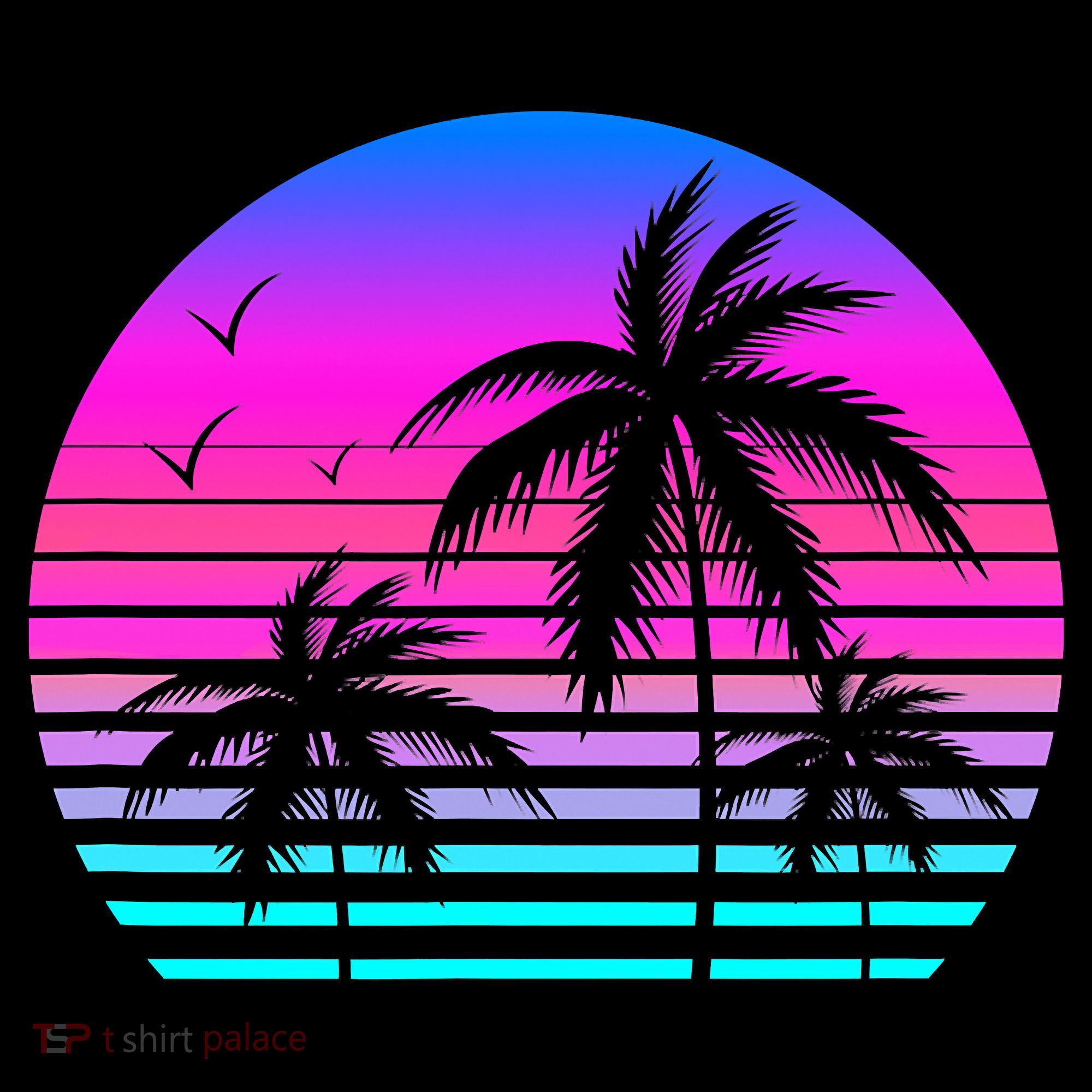 Sunset Palm Tree Cool Summer Vacation Style Vaporwave Apron