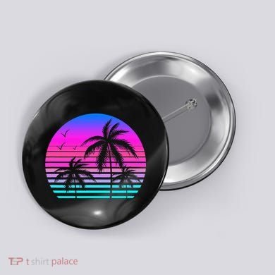 Sunset Palm Tree Cool Summer Vacation Style Vaporwave Button