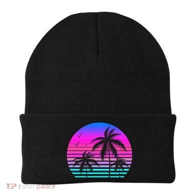 Sunset Palm Tree Cool Summer Vacation Style Vaporwave Beanie