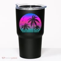 Sunset Palm Tree Cool Summer Vacation Style Vaporwave Tumbler thumb 0