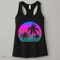 Sunset Palm Tree Cool Summer Vacation Style Vaporwave Women's Tank Top thumb 3
