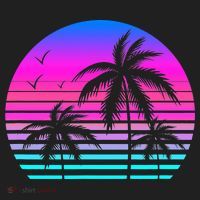 Sunset Palm Tree Cool Summer Vacation Style Vaporwave Hat thumb 2