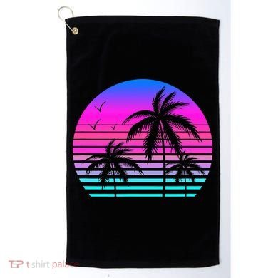 Sunset Palm Tree Cool Summer Vacation Style Vaporwave Golf Towel