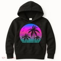 Sunset Palm Tree Cool Summer Vacation Style Vaporwave Kids Hoodie thumb 0