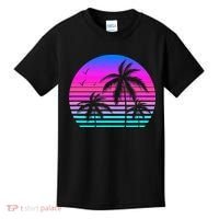 Sunset Palm Tree Cool Summer Vacation Style Vaporwave Kids T-Shirt thumb 0