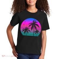Sunset Palm Tree Cool Summer Vacation Style Vaporwave Kids T-Shirt thumb 2