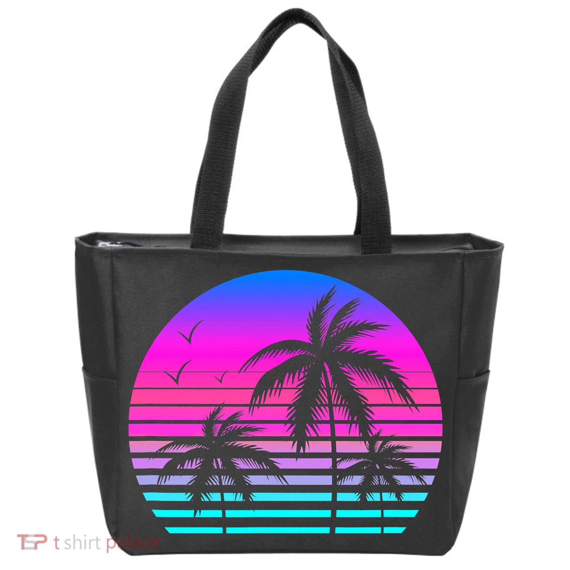Sunset Palm Tree Cool Summer Vacation Style Vaporwave Tote Bag
