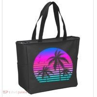 Sunset Palm Tree Cool Summer Vacation Style Vaporwave Tote Bag thumb 2