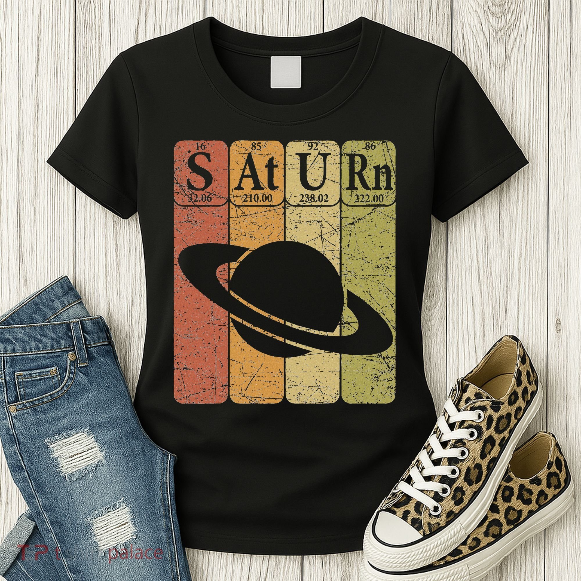 Saturn Periodic Table Elements Saturn Planet Space Nerd Women's T-Shirt