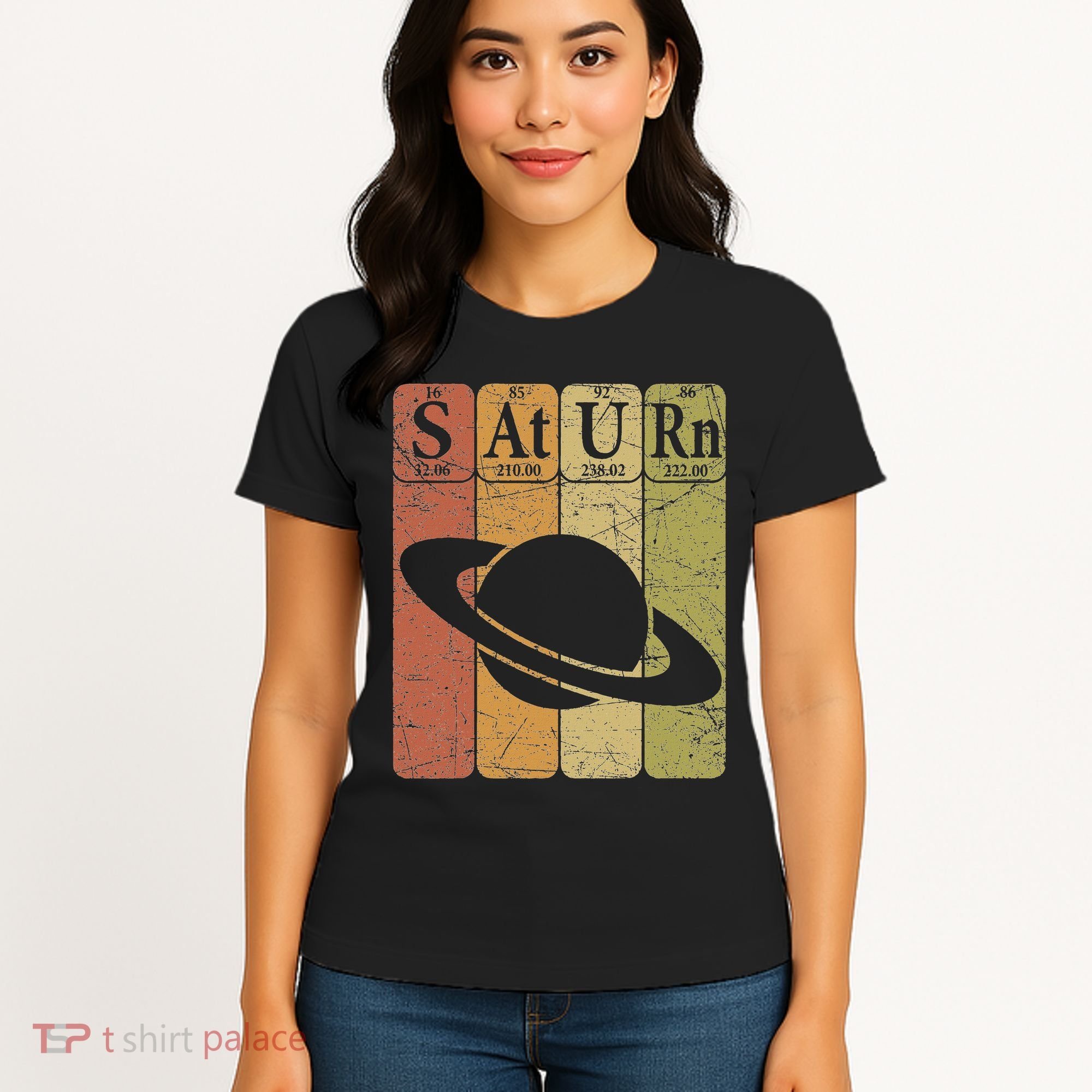 Saturn Periodic Table Elements Saturn Planet Space Nerd Women's T-Shirt