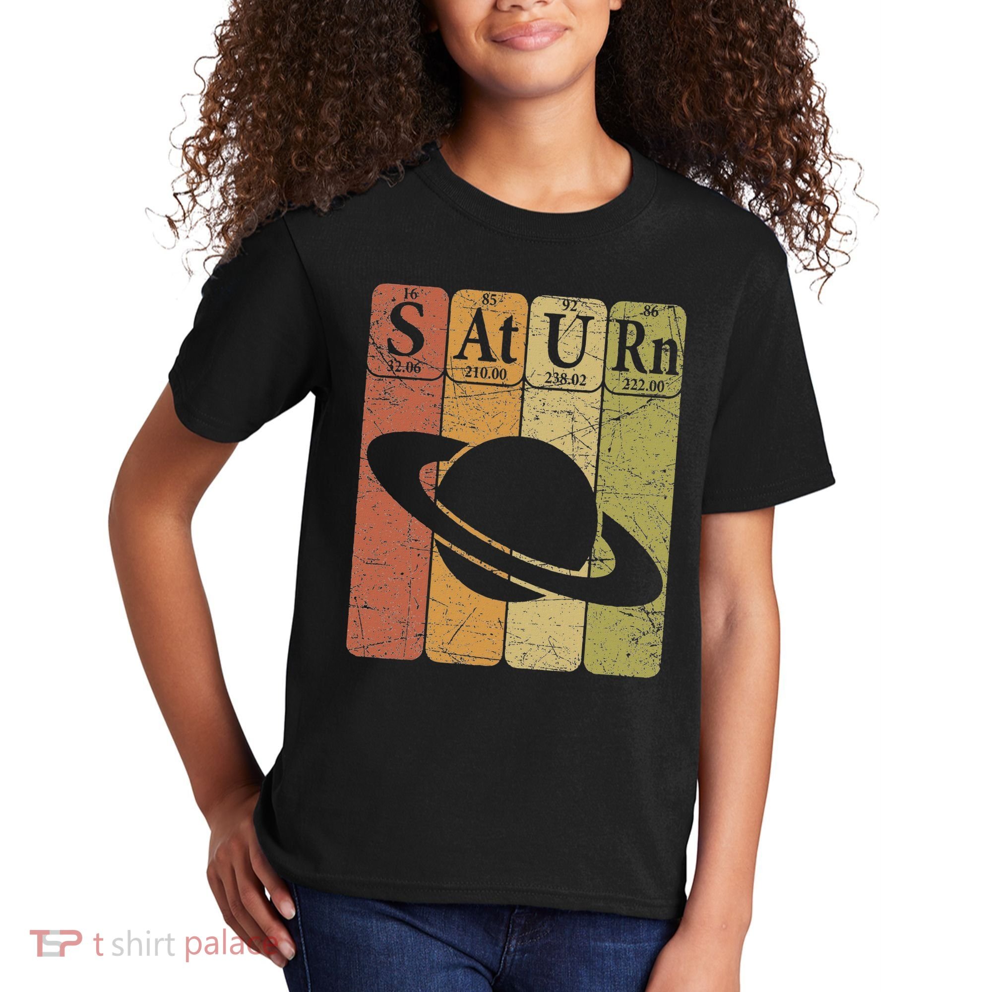 Saturn Periodic Table Elements Saturn Planet Space Nerd Kids T-Shirt