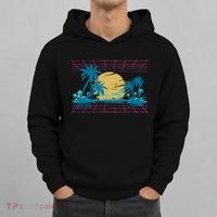 Sunset Palm Trees Beach 80s Art Vaporwave Tropical Summer Hoodie thumb 0