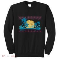 Sunset Palm Trees Beach 80s Art Vaporwave Tropical Summer Sweatshirt thumb 0