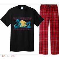 Sunset Palm Trees Beach 80s Art Vaporwave Tropical Summer Pajama Set thumb 0