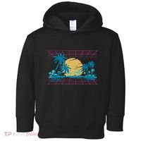 Sunset Palm Trees Beach 80s Art Vaporwave Tropical Summer Toddler Hoodie thumb 0