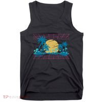 Sunset Palm Trees Beach 80s Art Vaporwave Tropical Summer Tank Top thumb 0