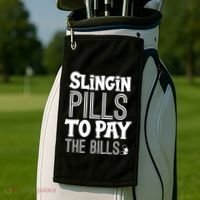Slinging Pills To Pay Funny Nurse Medical Pharmacy Golf Towel thumb 2