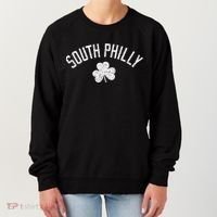South Philly Text Irish Shamrock Distressed White Women's Sweatshirt thumb 0