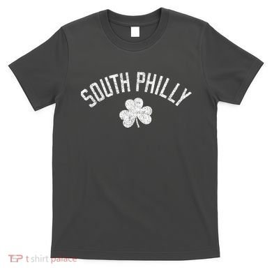 South Philly Text Irish Shamrock Distressed White T-Shirt
