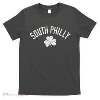 South Philly Text Irish Shamrock Distressed White T-Shirt thumb 0