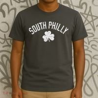 South Philly Text Irish Shamrock Distressed White T-Shirt thumb 3