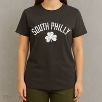 South Philly Text Irish Shamrock Distressed White T-Shirt thumb 4