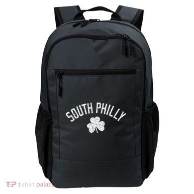South Philly Text Irish Shamrock Distressed White Backpack
