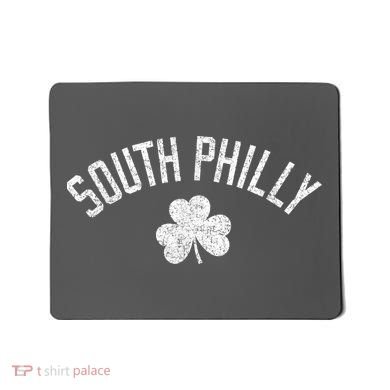 South Philly Text Irish Shamrock Distressed White Mousepad