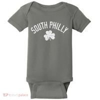 South Philly Text Irish Shamrock Distressed White Baby Bodysuit thumb 0