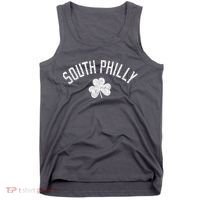 South Philly Text Irish Shamrock Distressed White Tank Top thumb 0