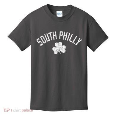 South Philly Text Irish Shamrock Distressed White Kids T-Shirt