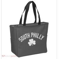 South Philly Text Irish Shamrock Distressed White Tote Bag thumb 2