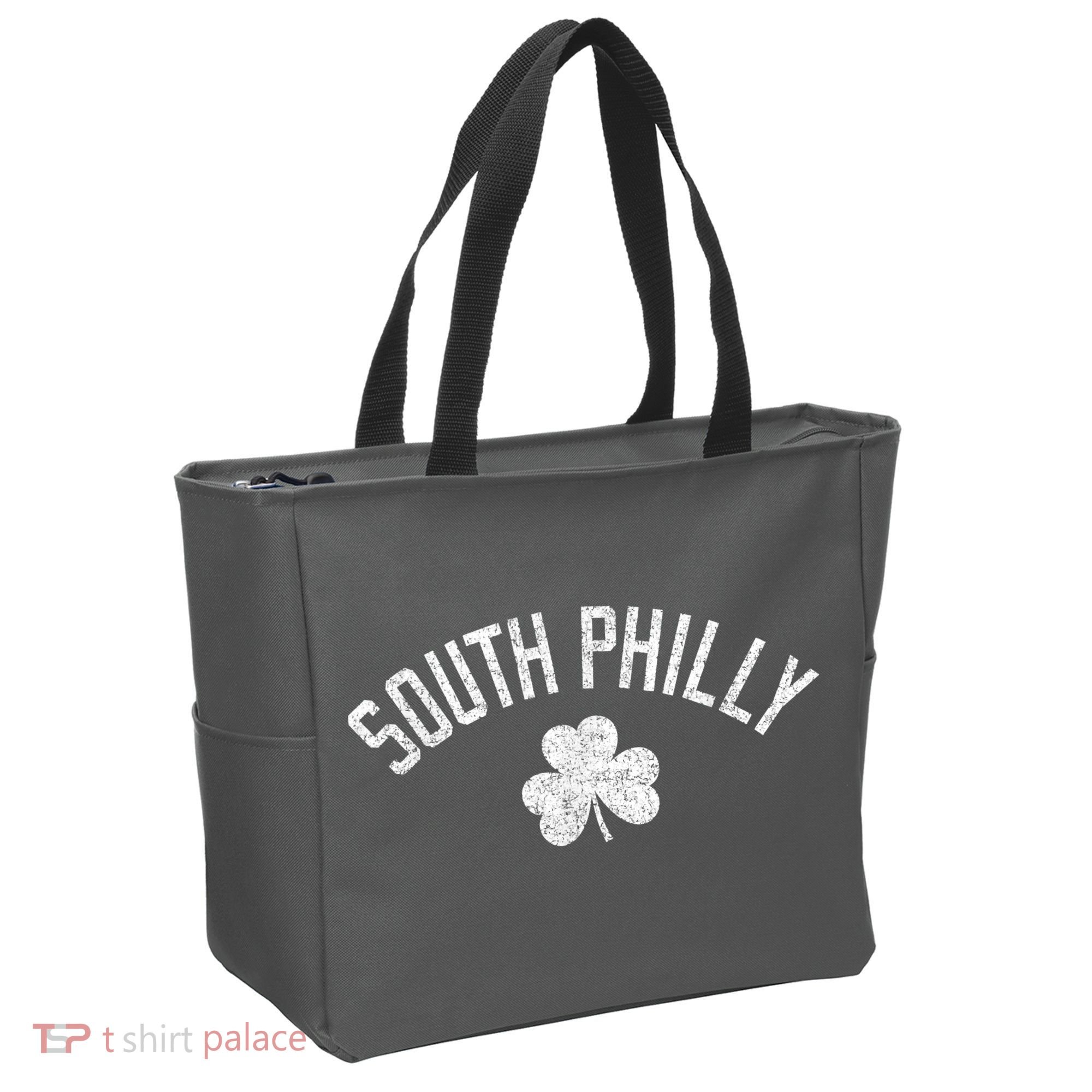 South Philly Text Irish Shamrock Distressed White Tote Bag