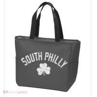 South Philly Text Irish Shamrock Distressed White Tote Bag thumb 3