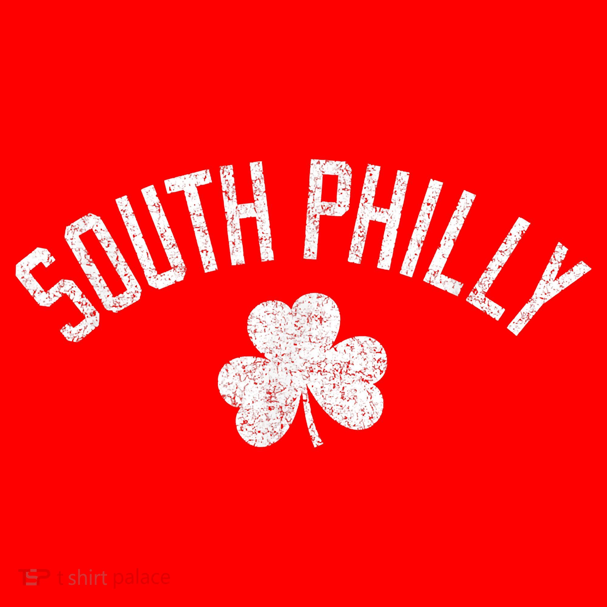 South Philly Text Irish Shamrock Distressed White Santa Hat