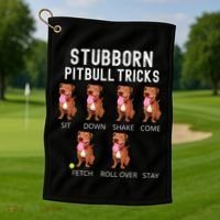 Stubborn Pitbull Tricks Dog Gift Golf Towel thumb 1