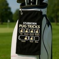 Stubborn Pug Tricks Funny Pug Saying Pug Owner Pug Golf Towel thumb 2