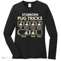 Stubborn Pug Tricks Funny Pug Saying Pug Owner Pug Women's Long Sleeve Shirt thumb 0