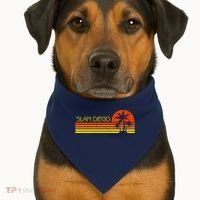 Sunset Palm Tree San Diego Baseball Grand Slam USA-Made Doggie Bandana thumb 1