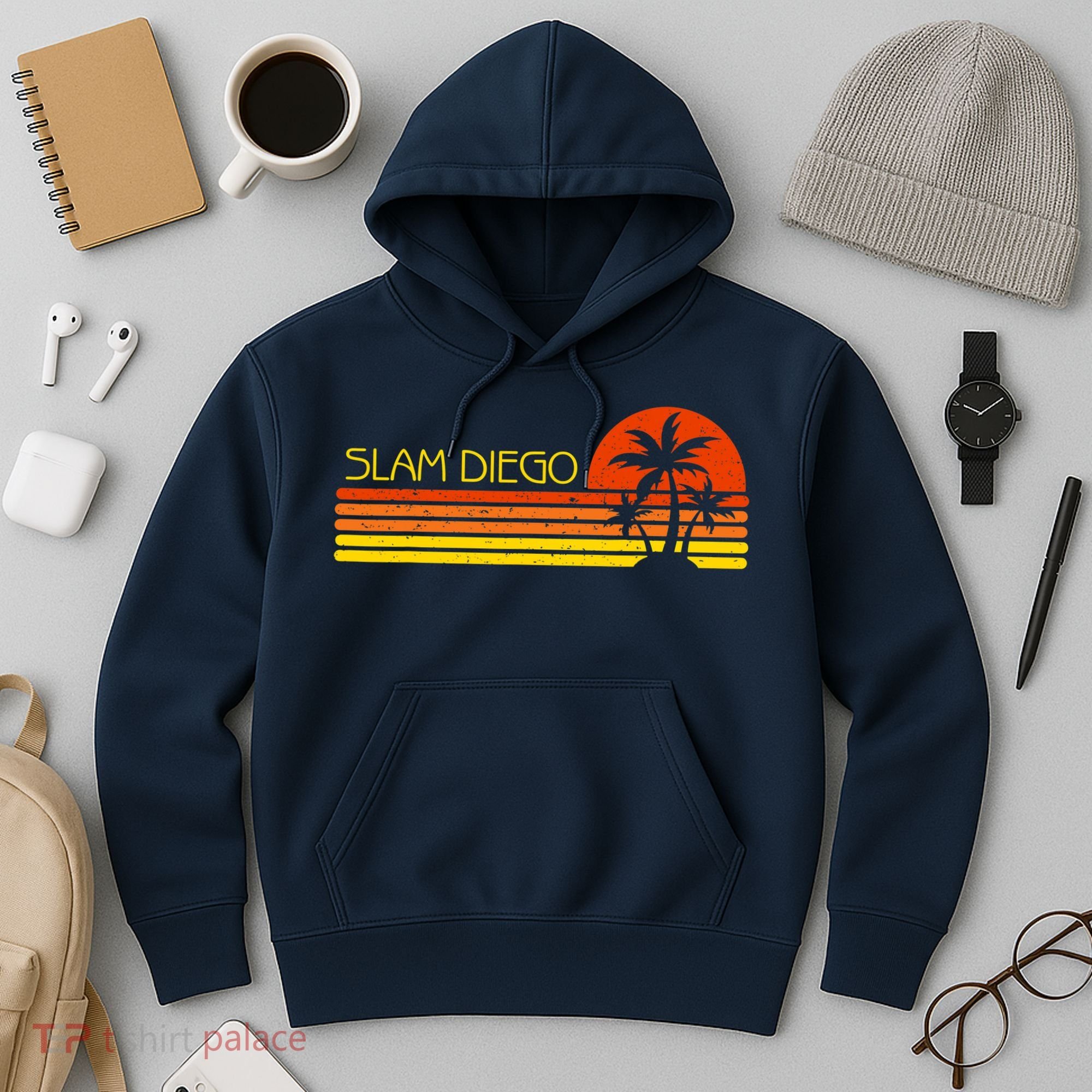 Sunset Palm Tree San Diego Baseball Grand Slam Hoodie