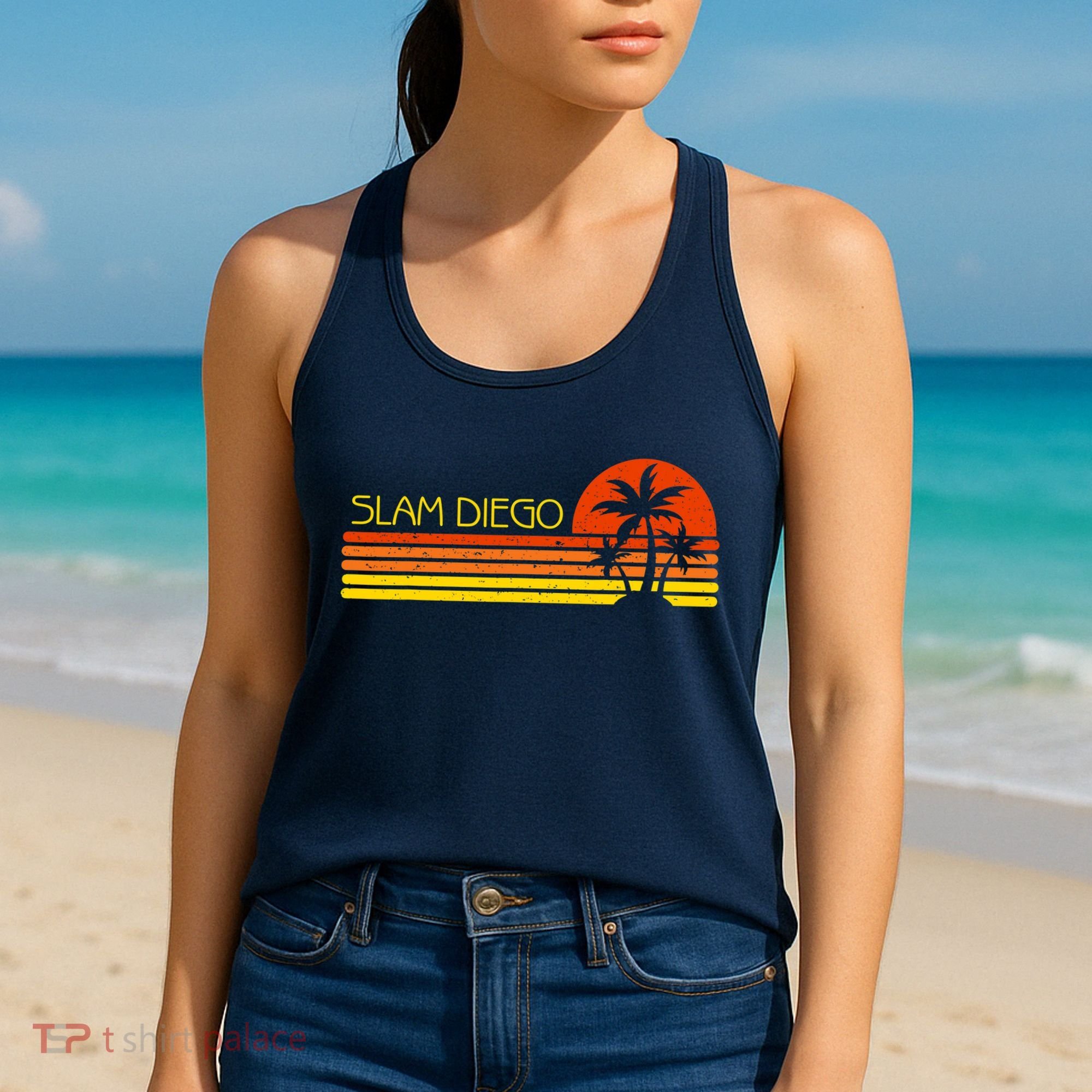 Sunset Palm Tree San Diego Baseball Grand Slam Women's Tank Top