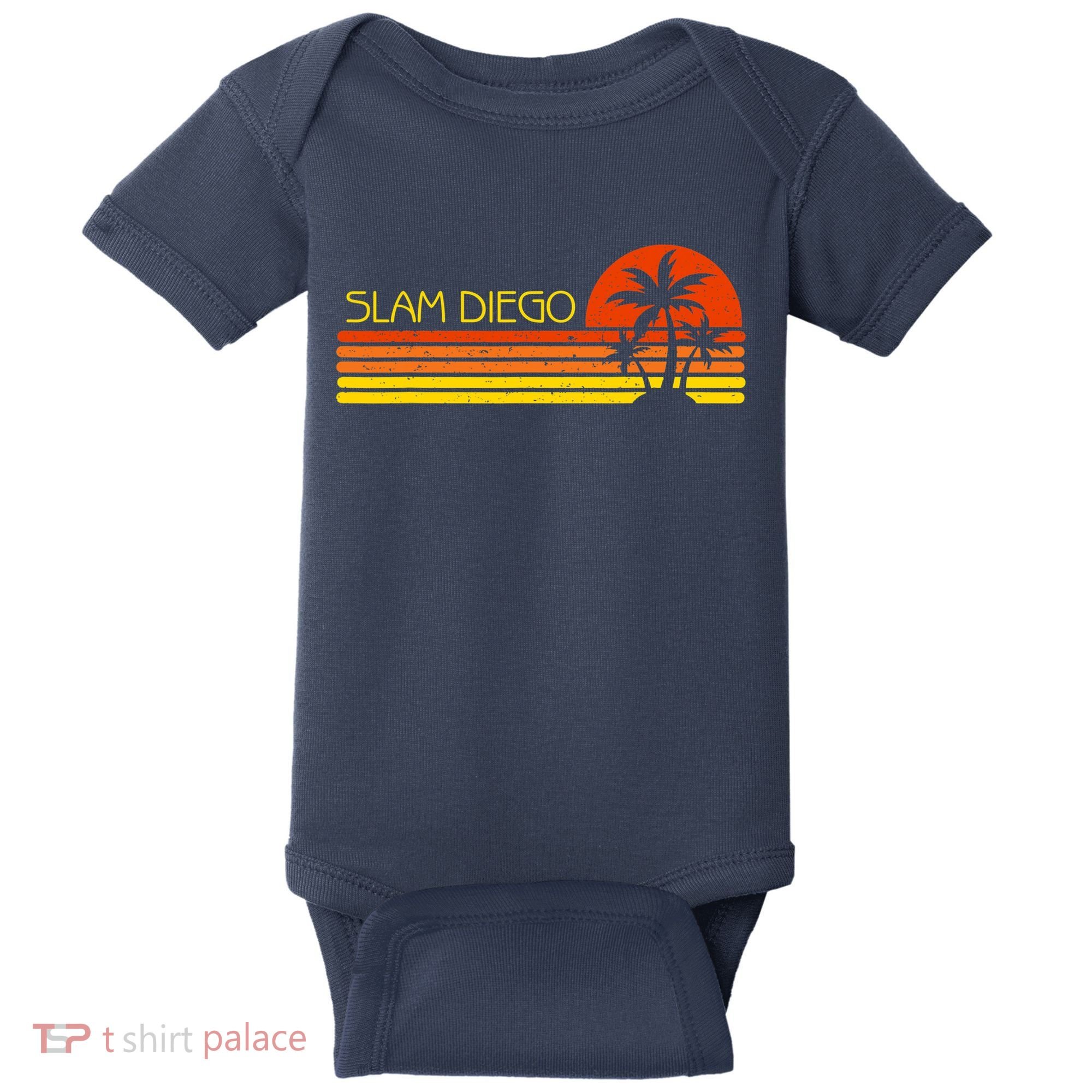 Sunset Palm Tree San Diego Baseball Grand Slam Baby Bodysuit
