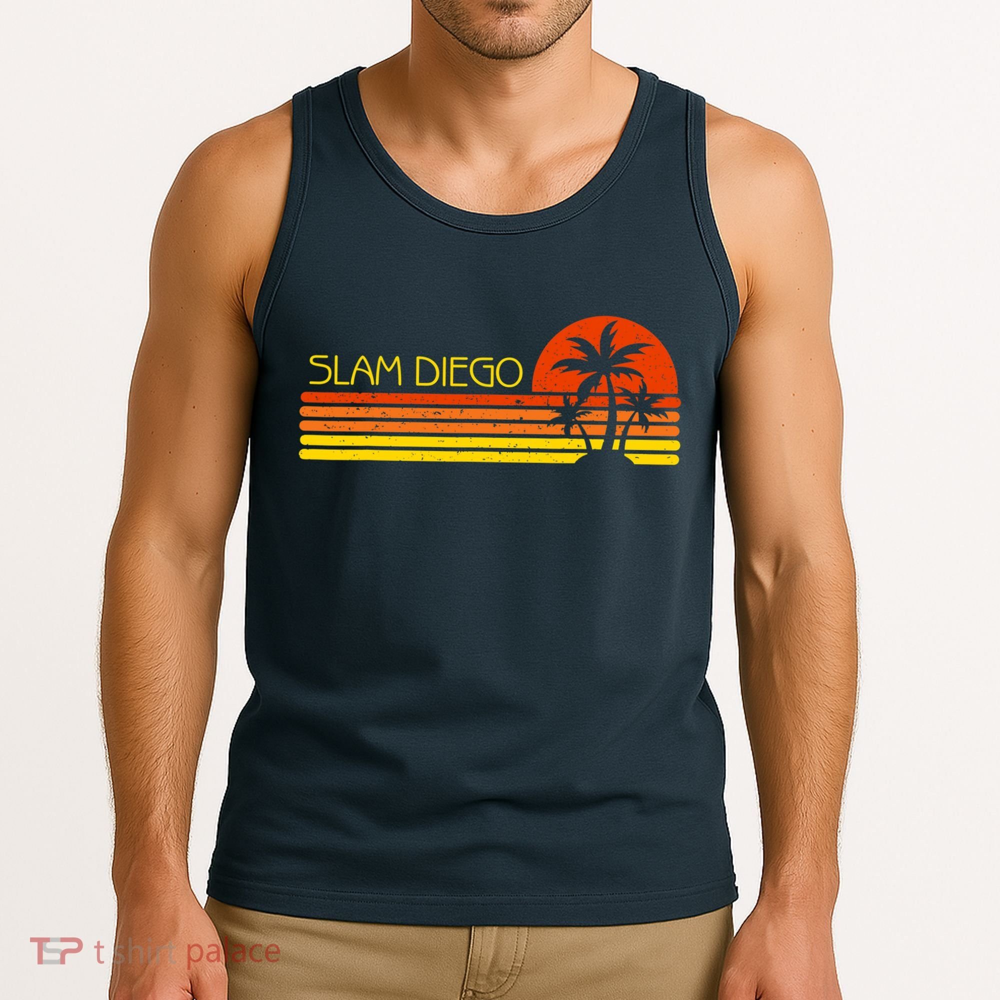 Sunset Palm Tree San Diego Baseball Grand Slam Tank Top