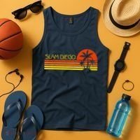 Sunset Palm Tree San Diego Baseball Grand Slam Tank Top thumb 4