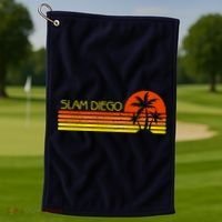 Sunset Palm Tree San Diego Baseball Grand Slam Golf Towel thumb 1